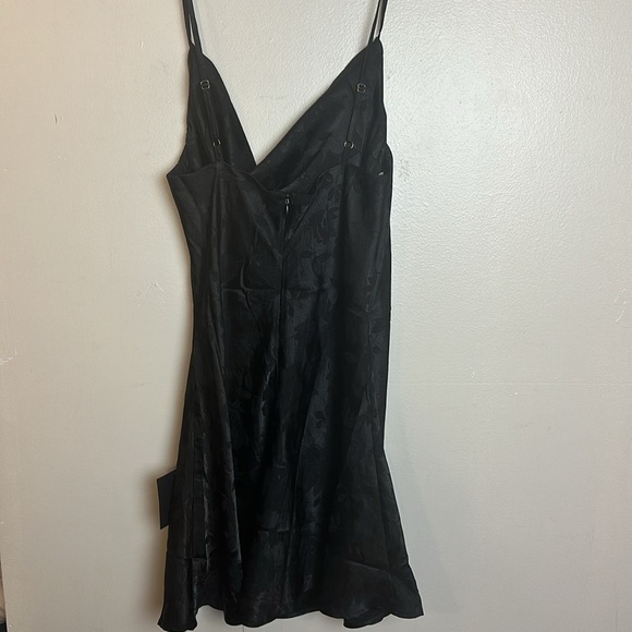 Lulus Close to Your Heart Black Satin Jacquard Cowl Mini Floral Slip Dress - Picture 15 of 16